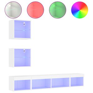 vidaXL Tv-b&auml;nk 5 delar LED vit konstruerat tr&auml;