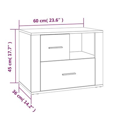 vidaXL Sängbord vit 60x36x45 cm konstruerat trä