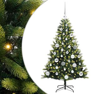 vidaXL Konstgjort F&auml;llbart Jultr&auml;d 150 LEDs Gr&ouml;n 120 cm PVC och PE