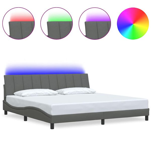 vidaXL Bed Frame without Mattress "Hanko" Dark Grey 200x200cm Fabric