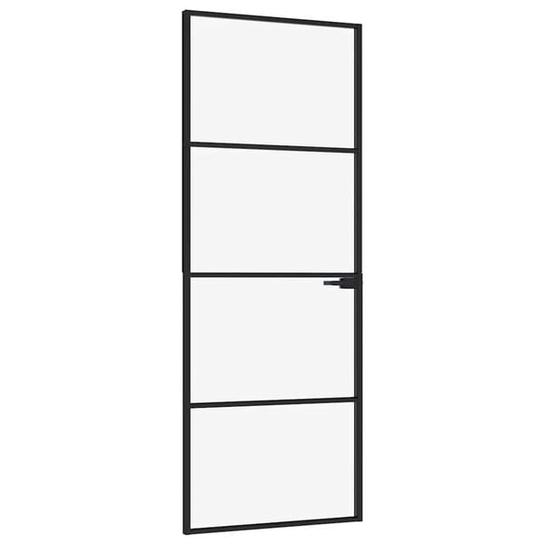 vidaXL Innerdörr 76x201,5 cm härdat glas och aluminium slim