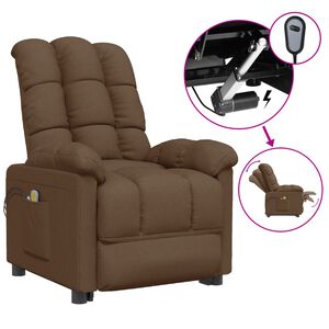 vidaXL Elektrisk massagef&aring;t&ouml;lj brun tyg