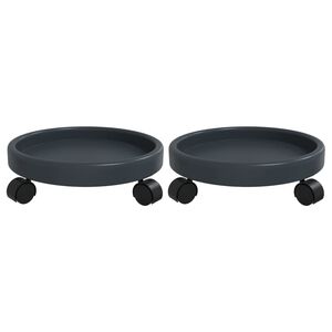 vidaXL Blomvagnar med hjul 2 st grå diameter 34 cm 35 kg