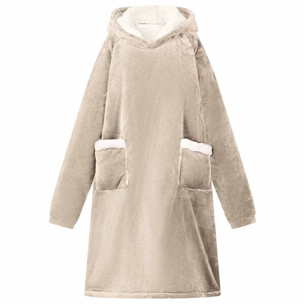 vidaXL Filt-hoodie Beige L Fleece och Flanell