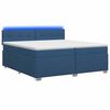 vidaXL Boxspring s&auml;ng med madrass och LED Bl&aring; 200 x 200 cm Tyg