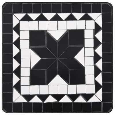 vidaXL Sidobord med mosaik svart och vit keramik