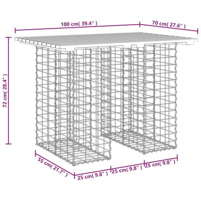 vidaXL Trädgårdsbänk gabion-design 100x70x72 cm massivt douglasträ