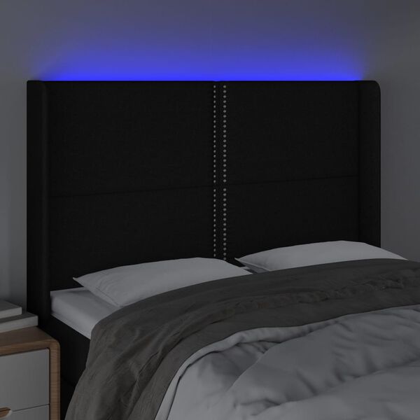 vidaXL S&auml;nggavel LED svart 147x16x118/128 cm tyg