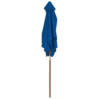 vidaXL Trädgårdsparasoll med trästång blå 150x200 cm