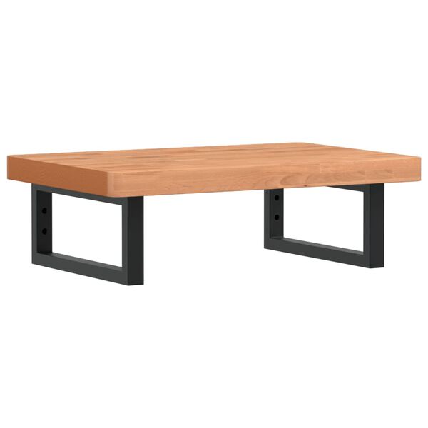 vidaXL V&auml;ggmonterad handfatshylla st&aring;l och massiv bok