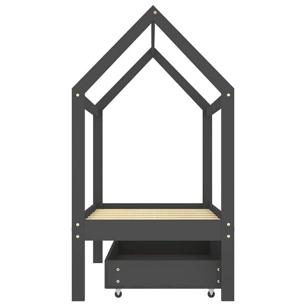 vidaXL Barns&auml;ng med l&aring;da m&ouml;rkgr&aring; massiv furu 70x140 cm