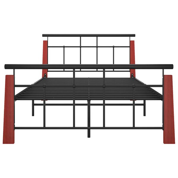 vidaXL Sängram metall och massiv ek 120x200 cm