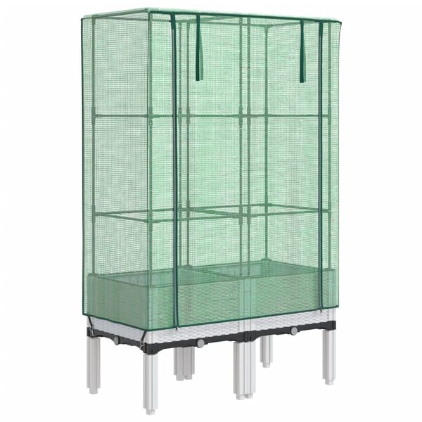 vidaXL Odlingsl&aring;da med v&auml;xthus&ouml;verdrag rottinglook 80x40x140 cm