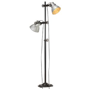 vidaXL Golvlampa med 2 lampsk&auml;rmar silver E27 gjutj&auml;rn