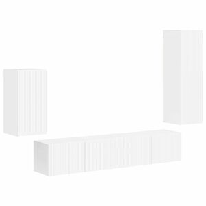 vidaXL TV-b&auml;nkset V&auml;ggmonterad 4 pcs H&ouml;gblanka vita Konstruerat tr&auml;