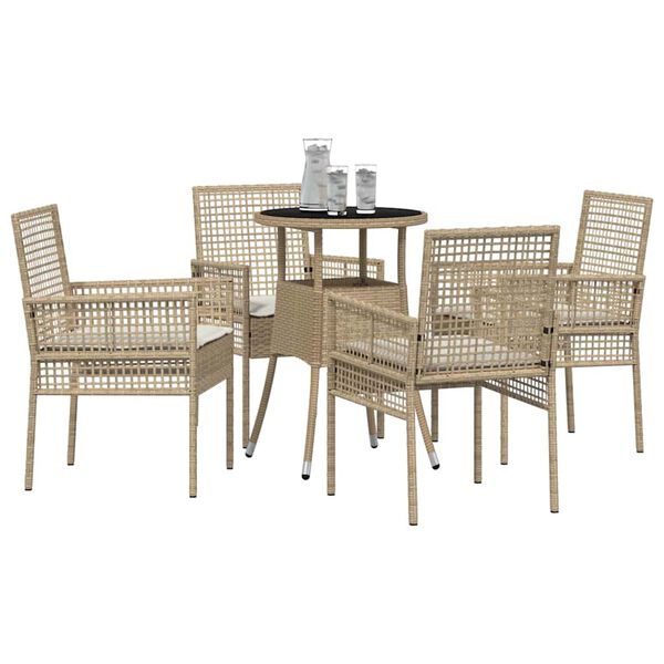 vidaXL Trädgårdsmöbelset 5 pcs Beige Poly rattan