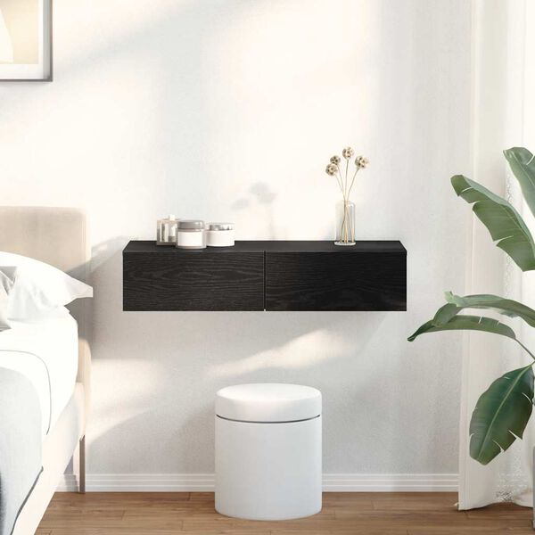 vidaXL V&auml;gghylla med l&aring;dor svart 80x33x17 cm konstruerat tr&auml;