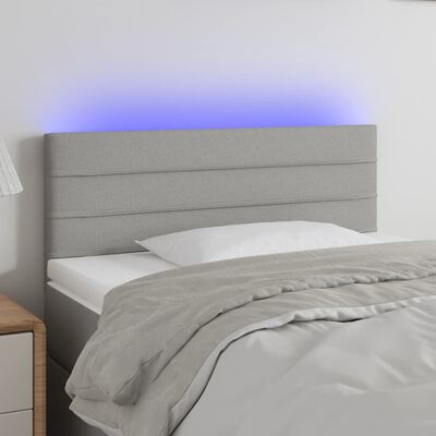 vidaXL Sänggavel LED ljusgrå 80x5x78/88 cm tyg