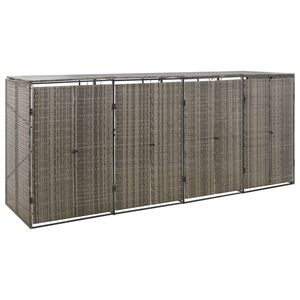 vidaXL Skjul f&ouml;r fyra soptunnor gr&aring; 274x80x117 cm konstrotting