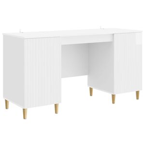 vidaXL Skrivbord Vit h&ouml;gglans 142,5 x 50 x 75 cm Konstruerat tr&auml;