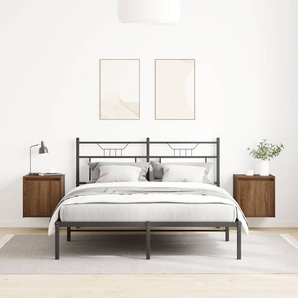 vidaXL V&auml;ggmonterade s&auml;ngsk&aring;p 2 st, brun ek 38x34x40 cm