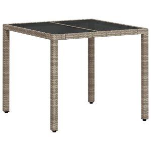 vidaXL Tr&auml;dg&aring;rdsbord med glasskiva ljusgr&aring; 90x90x75 cm konstrotting