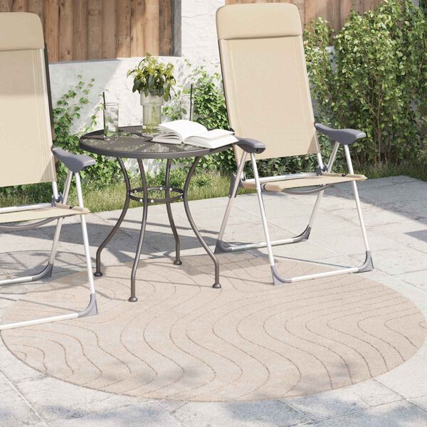 vidaXL Omr&aring;desmattor Rund PALMERAS Beige &Oslash; 120 CM Polyester