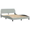 vidaXL Bed Frame with LED without Mattress "Hanko" Light Grey 140x190 cm Velvet