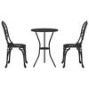 vidaXL Tr&auml;dg&aring;rds Bistro Set 3 pcs Svart Aluminium