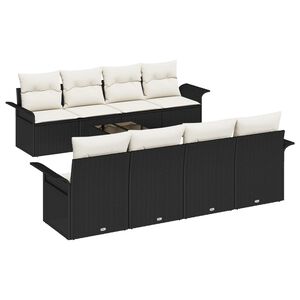 vidaXL Tr&auml;dg&aring;rdsoffset 9 pcs Svart Poly rattan