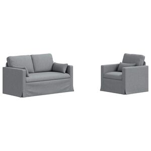 vidaXL Soffset 2 pcs Ljusgr&aring; 139 x 78 x 80 cm tyg