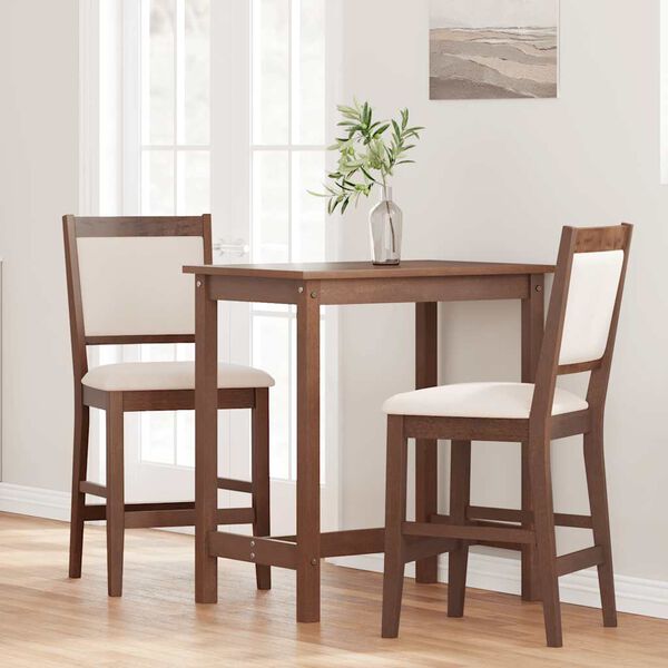 vidaXL Barstolar med kuddar 2 st, brunt, massivt trä, gummi