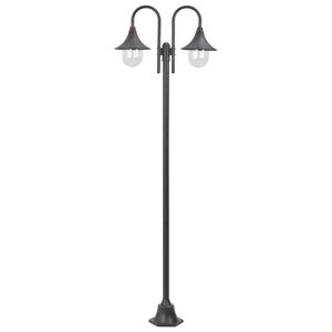 vidaXL Lyktstolpe f&ouml;r tr&auml;dg&aring;rd E27 220 cm aluminium 2 lyktor brons