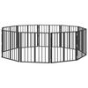 vidaXL Hundgrind 10 pcs Svart 60 x 60 cm Galvaniserat St&aring;l