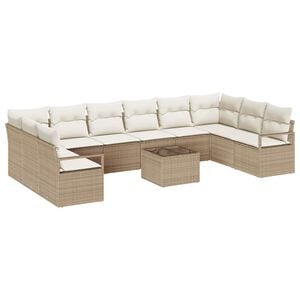 vidaXL Tr&auml;dg&aring;rdsoffset 11 st Beige och gr&auml;ddf&auml;rgad konstrotting