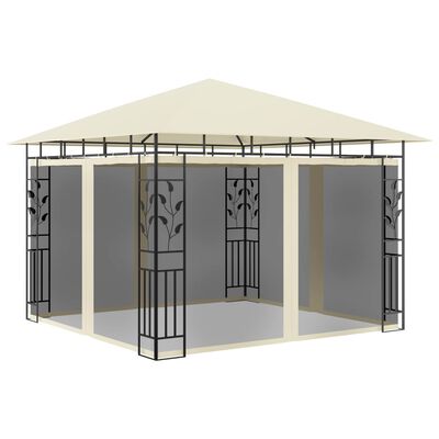 vidaXL Paviljong med myggnät 3x3x2,73 m gräddvit 180 g/m²