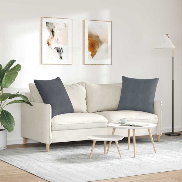 vidaXL Sofakuddar 2 pcs M&ouml;rkgr&aring; 80 x 80 cm Kordread tyg