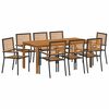 vidaXL Trädgårdsmöbelset 9 pcs Svart Poly rattan