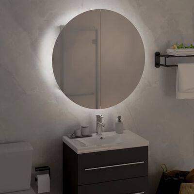 vidaXL Badrumsskåp med rund spegel och LED vit 47x47x17,5 cm