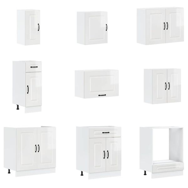 vidaXL Köksskåpsset Kalmar 14 delar högglans vit konstruerat trä