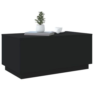 vidaXL Soffbord med LED svart 90x50x40 cm