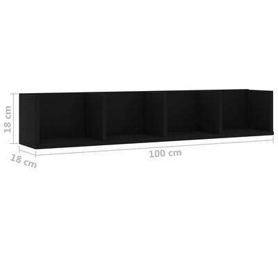 vidaXL CD-hylla svart 100x18x18 cm spånskiva