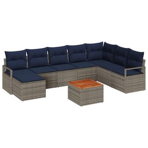 vidaXL Tr&auml;dg&aring;rdsoffset med kudde 9 pcs Gr&aring; konstrotting