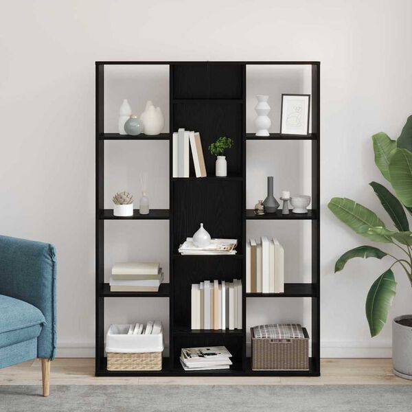 vidaXL Rumsavskiljare Svart Ek 100 x 24 x 140 cm Konstruerat tr&auml;