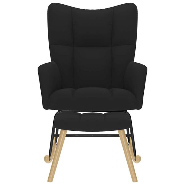 vidaXL Gungstol med fotpall svart tyg