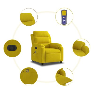 vidaXL Elektrisk massagefåtölj gul sammet