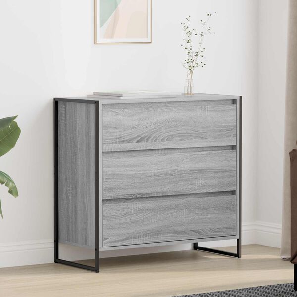 vidaXL Sideboard med l&aring;da Gr&aring; Sonoma 79 x 36 x 75.5 cm Konstruerat tr&auml;