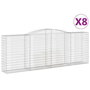 vidaXL Gabioner b&aring;gformade 8 st 400x50x140/160 cm galvaniserat j&auml;rn