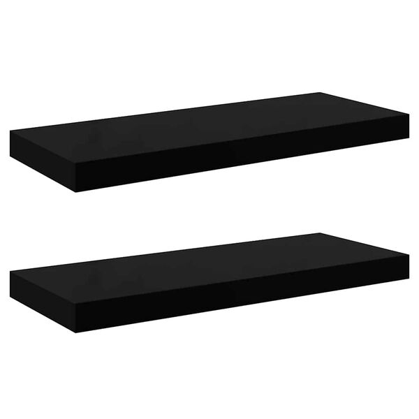 vidaXL Sv&auml;vande v&auml;gghyllor 2 st svart h&ouml;gglans 60x23,5x3,8 cm MDF