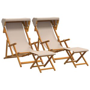 vidaXL Deck Chair 4 st 3 Position Massiv Eukalyptus Tr&auml; Beige
